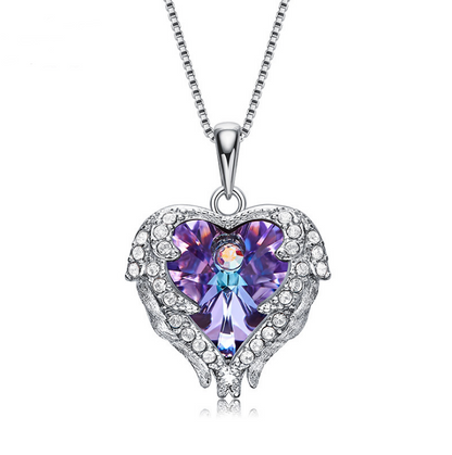 Swarovski Crystal Heart Angel Necklace in S925 Silver