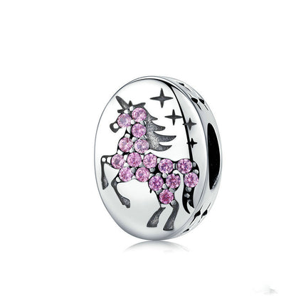 S925 Silver DIY Beads Unicorn Pendant SCC704