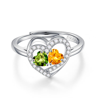Iefil August November Birthstone Rings Peridot Citrine Jewelry Sterling Silver Rings Engagement Rings for Women Anniversary Women Gifts Wife Christmas Gifts