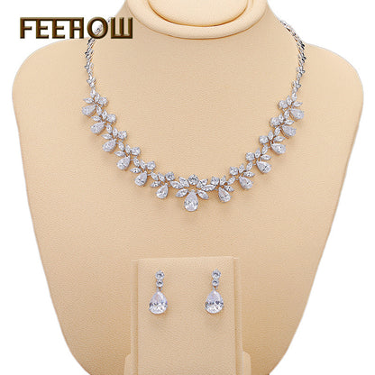 New Gemstone Jewelry Set with Zircon Necklace & Earrings