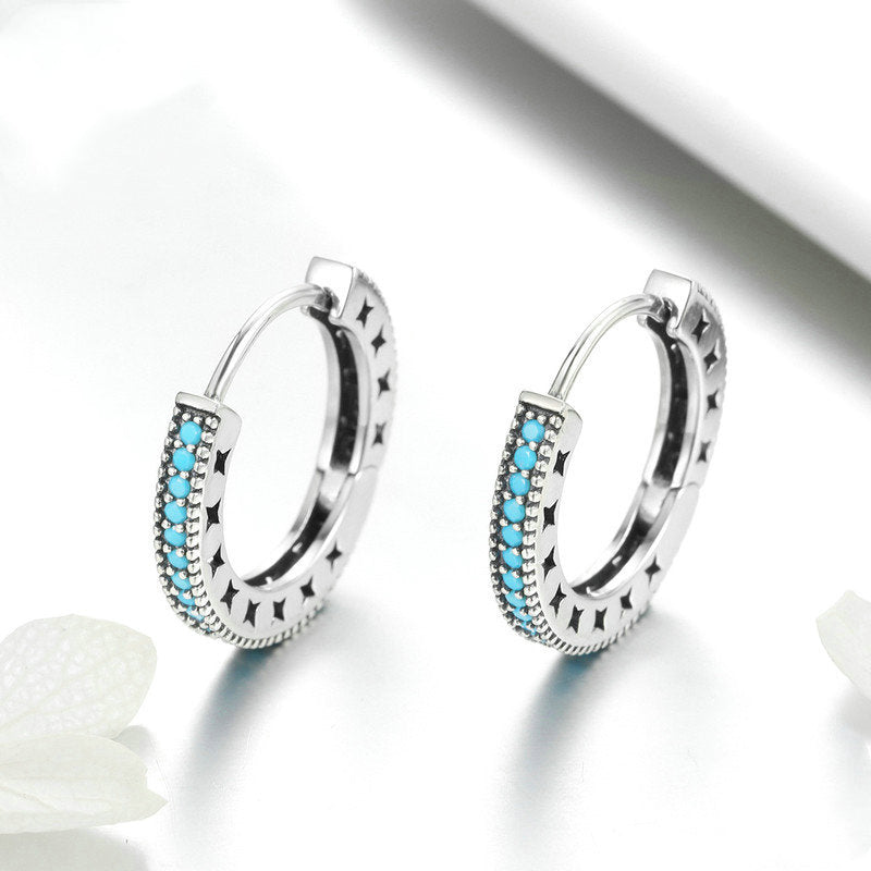 Fashionable Minimalist S925 Silver Earrings in Blue