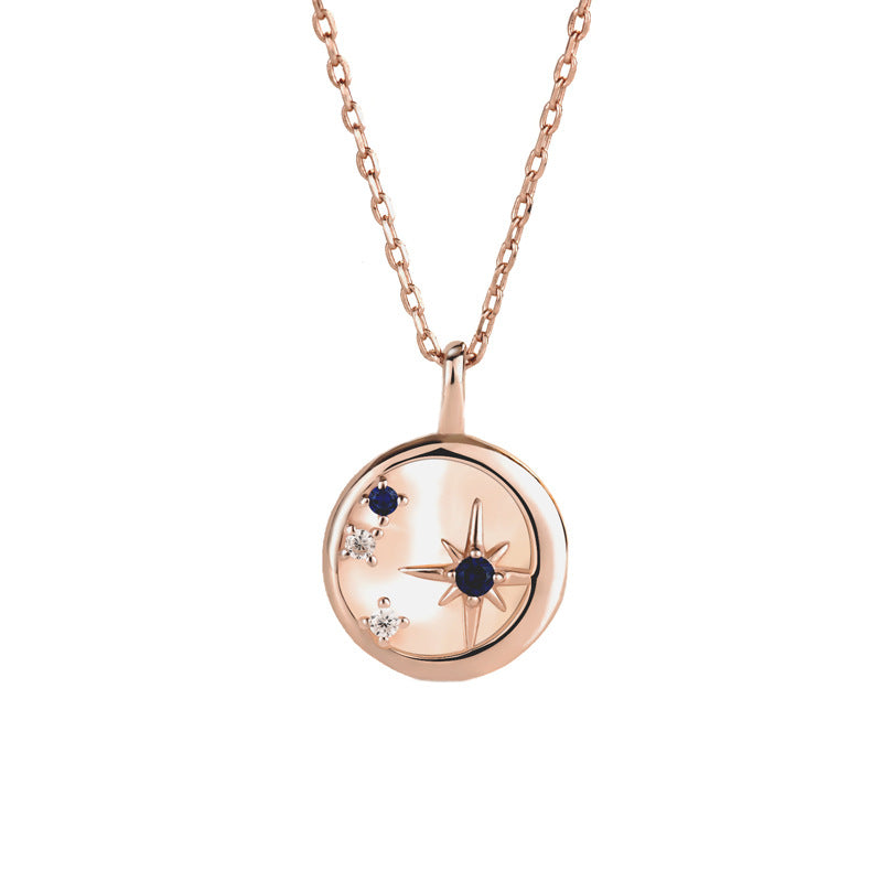 S925 Silver Natural Mother-of-Pearl Star Moon Necklace