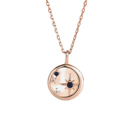 S925 Silver Natural Mother-of-Pearl Star Moon Necklace