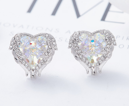 Angel Wings Swarovski Crystal Earrings (Ocean Heart)