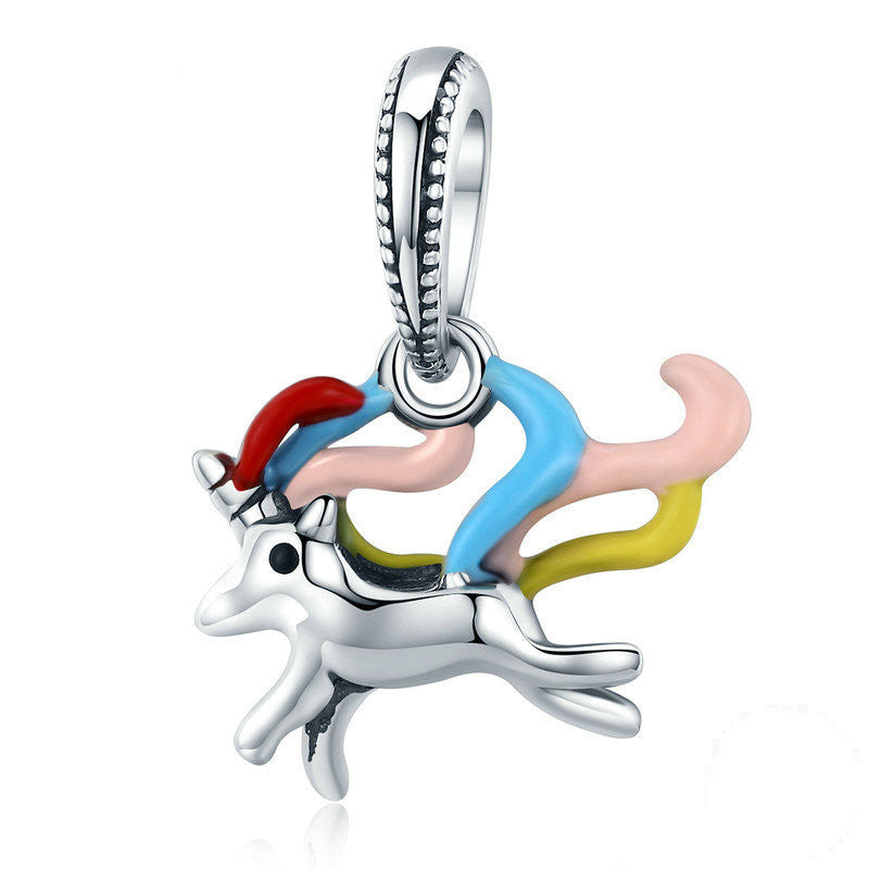 S925 Silver DIY Beads Unicorn Pendant SCC704