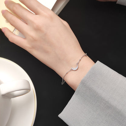 Minimalist Star and Moon Bracelet with S925 Silver