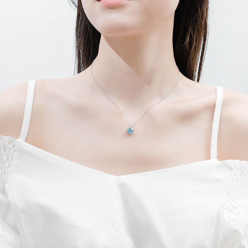 Ocean Heart S925 Silver Necklace with Swarovski Pendant