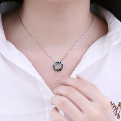 S925 Silver Necklace with Colorful Austrian Crystal Pendant