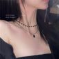Layered Black,White, and Blue Diamond Necklace - Minimalist Chic Design