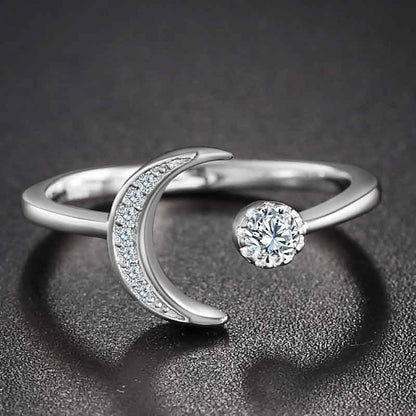 Star and Moon Ring in 925 Silver