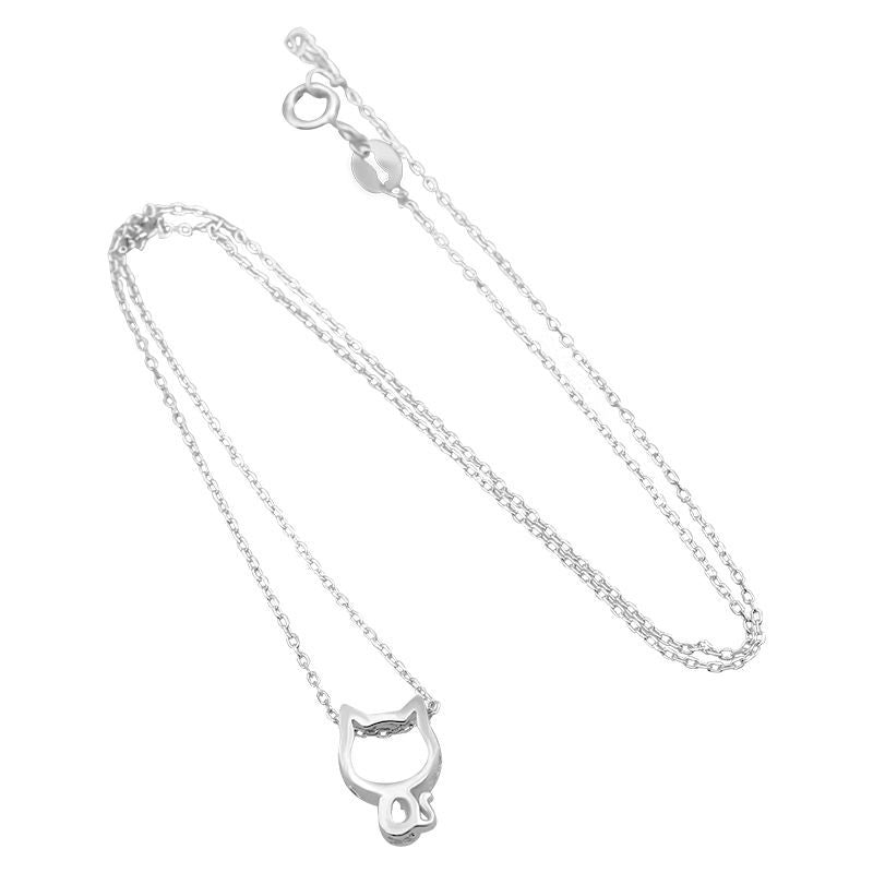 Hollow Cat Necklace - S925 Silver Minimalist Design