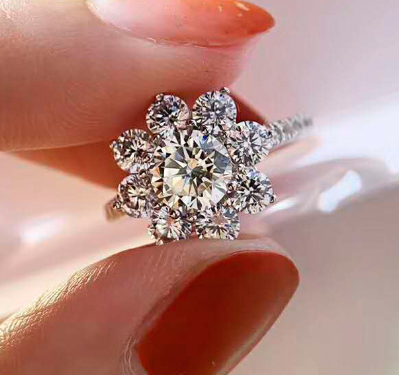 Sunflower Elegance 2ct Diamond Silver Ring
