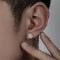 925 Silver Men's Earrings with Black Crystal Design