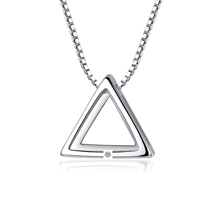 925 Silver Necklace with Geometric Triangle Pendant