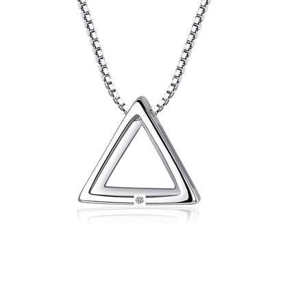 925 Silver Necklace with Geometric Triangle Pendant