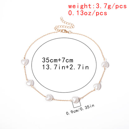 Pearl Heart Layered Necklace for Women – Chic Accessory