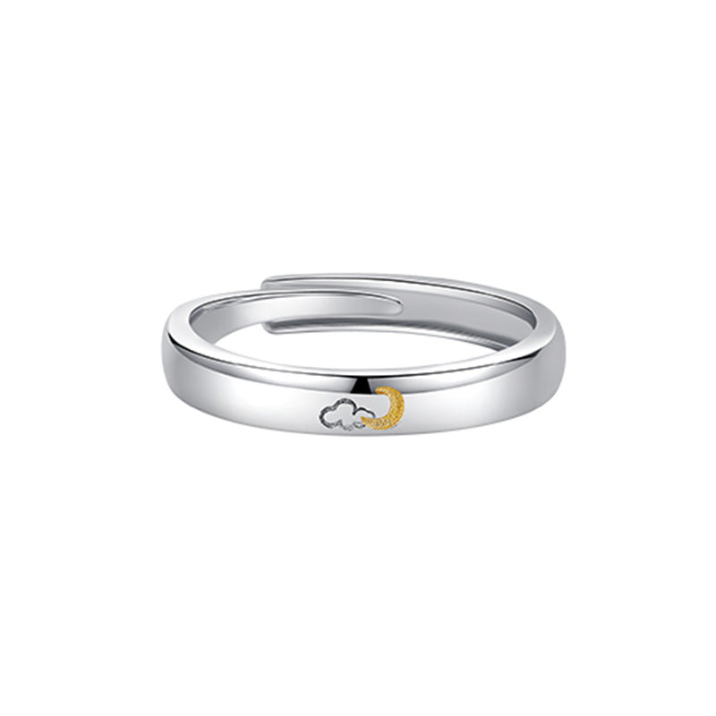 Sun Moon Flying Cloud Open Ring for Couples