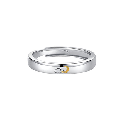 Sun Moon Flying Cloud Open Ring for Couples