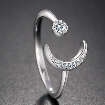 Star and Moon Ring in 925 Silver