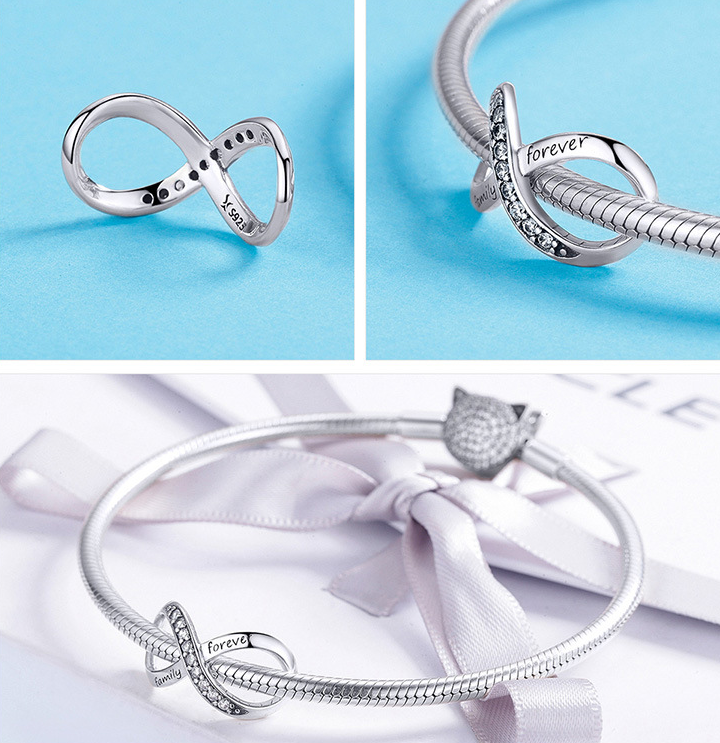 S925 Silver Infinity Beads DIY Bracelet Accessories