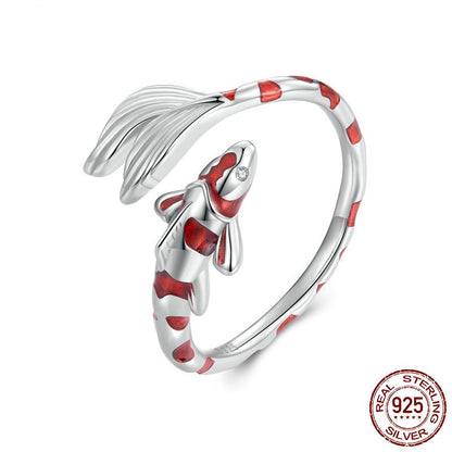 S925 Sterling Silver Red Koi Lucky Ring