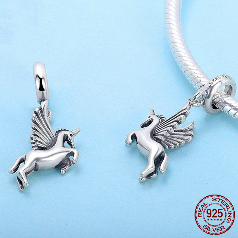 S925 Silver DIY Beads Unicorn Pendant SCC704