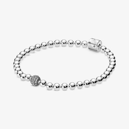 S925 Sterling Silver Bracelet with DIY Beads Inlay