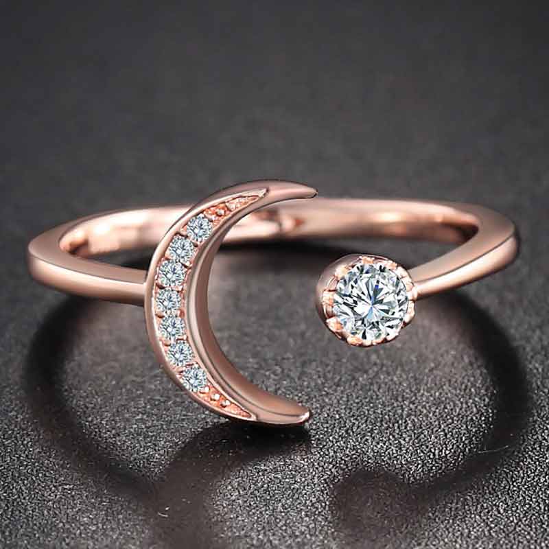 Star and Moon Ring in 925 Silver