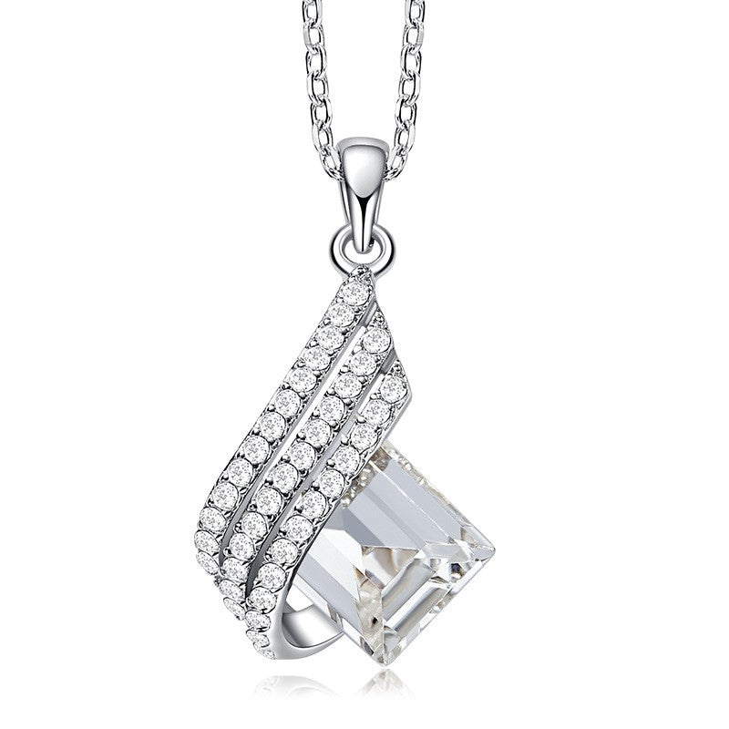 S925 Silver Necklace with Crystal Pendant for Women