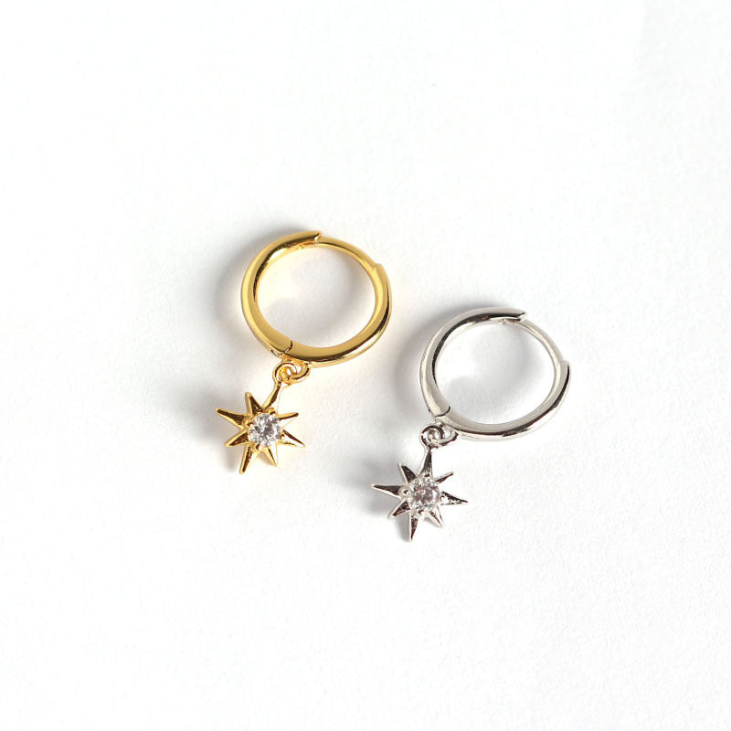 Minimalist Octagonal Star S925 Silver Stud Earrings