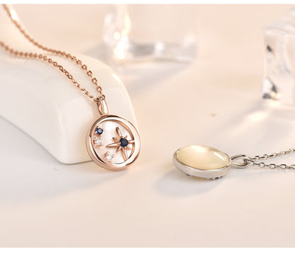 S925 Silver Natural Mother-of-Pearl Star Moon Necklace