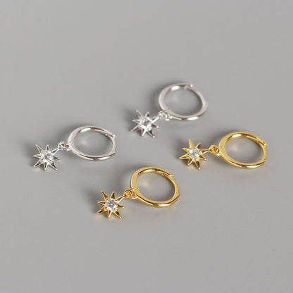 Minimalist Octagonal Star S925 Silver Stud Earrings