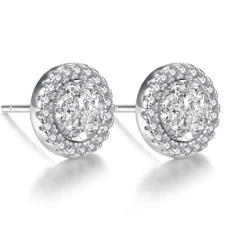 925 Silver Men's Earrings with Black Crystal Design