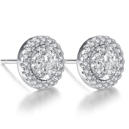 925 Silver Men's Earrings with Black Crystal Design