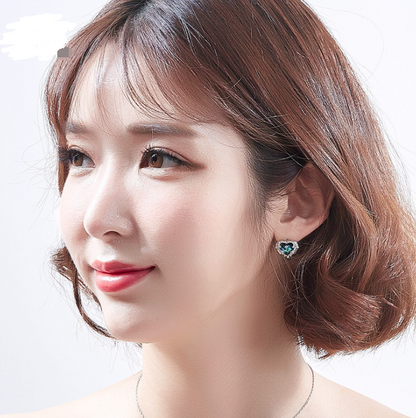 Angel Wings Swarovski Crystal Earrings (Ocean Heart)