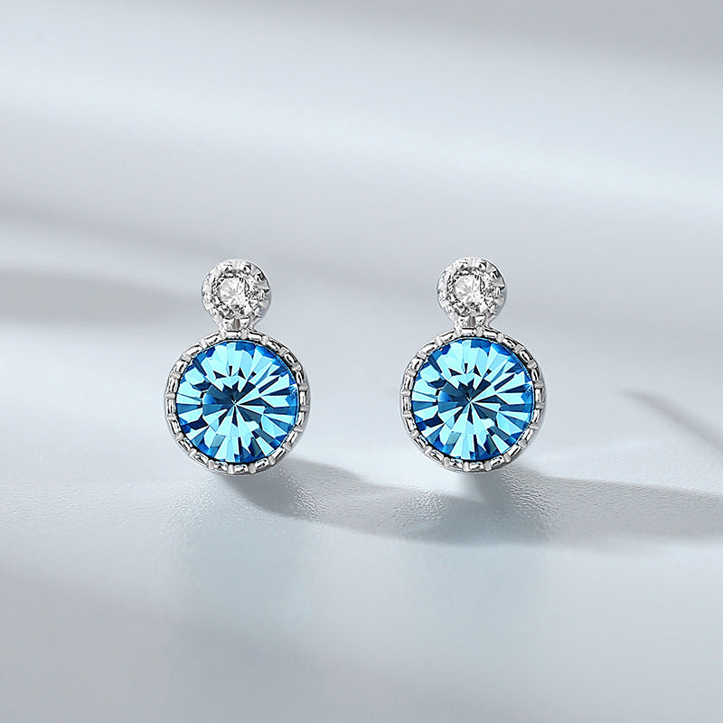 S925 Silver Stud Earrings with Swarovski Crystals