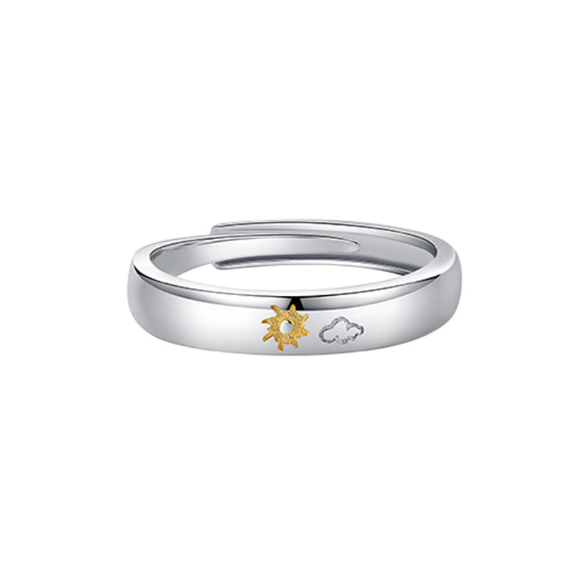 Sun Moon Flying Cloud Open Ring for Couples