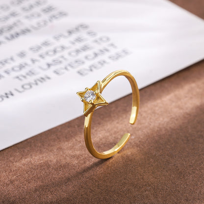 S925 Silver Star Ring for Women - Minimalist Design