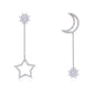 S925 Silver Star Moon Pearl Asymmetric Earrings