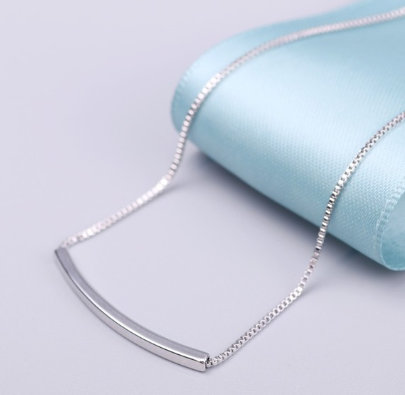 Jewelry curved tube Silver Necklace