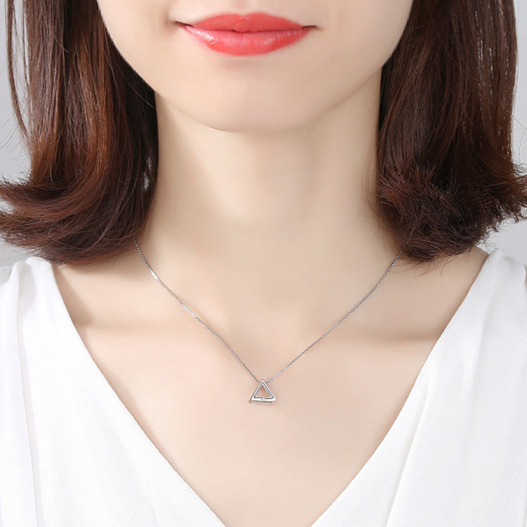 925 Silver Necklace with Geometric Triangle Pendant