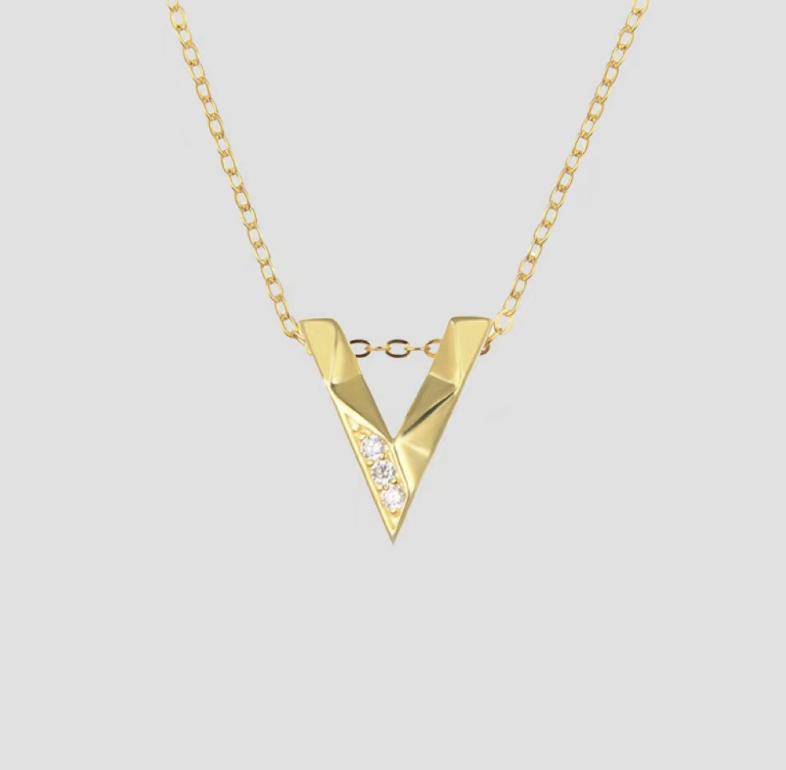 Geometric Triangle Necklace and Choker Chain