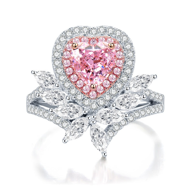 Heart-Shaped High Carbon Diamond Ring for Women