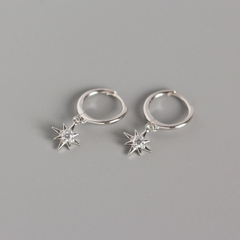 Minimalist Octagonal Star S925 Silver Stud Earrings