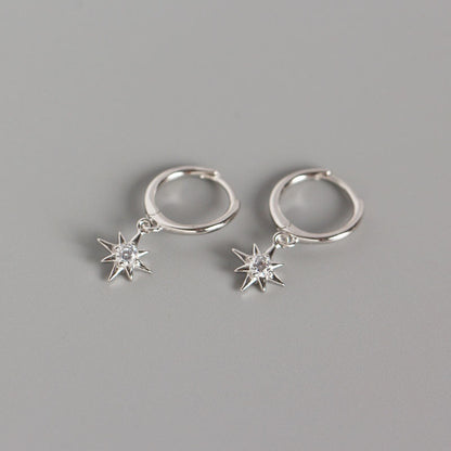 Minimalist Octagonal Star S925 Silver Stud Earrings