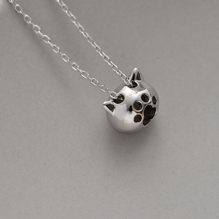 Hollow Cat Necklace - S925 Silver Minimalist Design