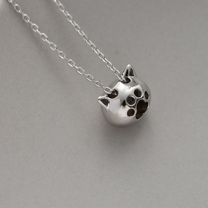 Hollow Cat Necklace - S925 Silver Minimalist Design