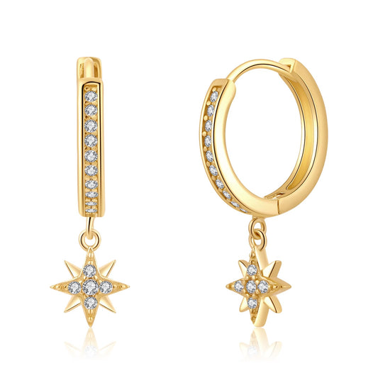 To Heart 14K Gold Star Dangle Hoops