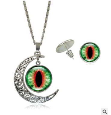 Colorful Eye Series Gemstone Necklace and Earring Set