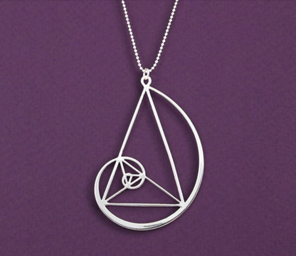 Geometric Triangle and Spiral Necklace with Fibonacci Pendant
